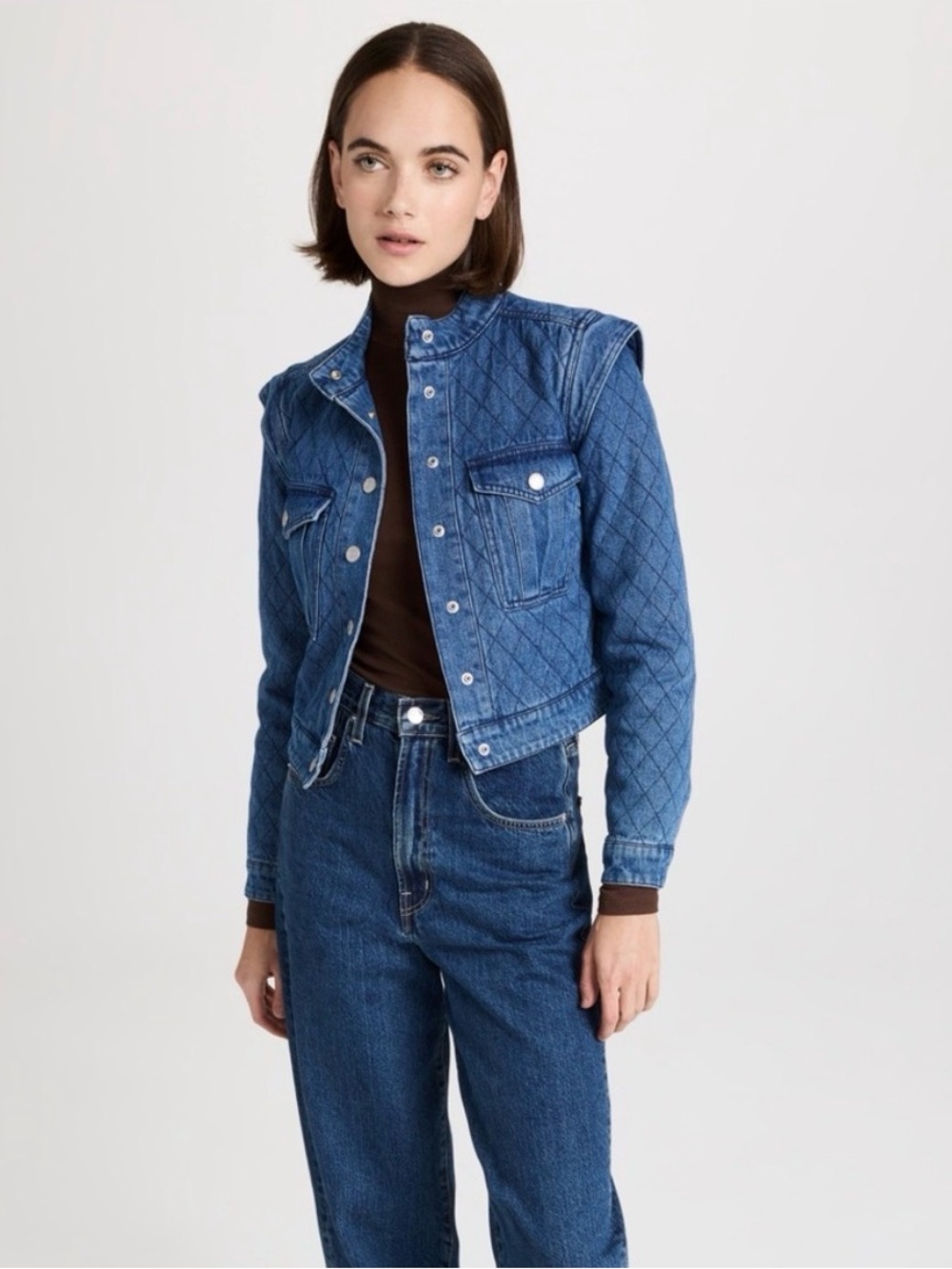 Veronica Beard Quilted Denim Jacket Killian Size Medium